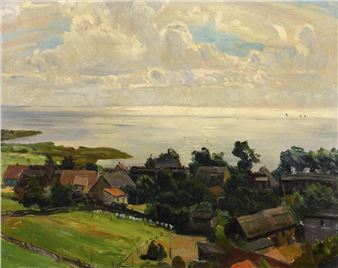 Evening mood with village on the coast - Ernst Horst