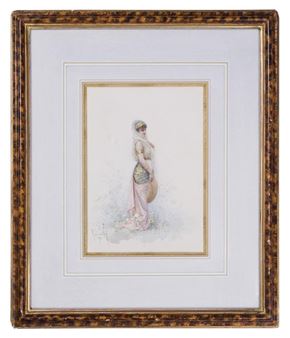 Young Oriental Girl with Fan - Louis Robert de Cuvillon