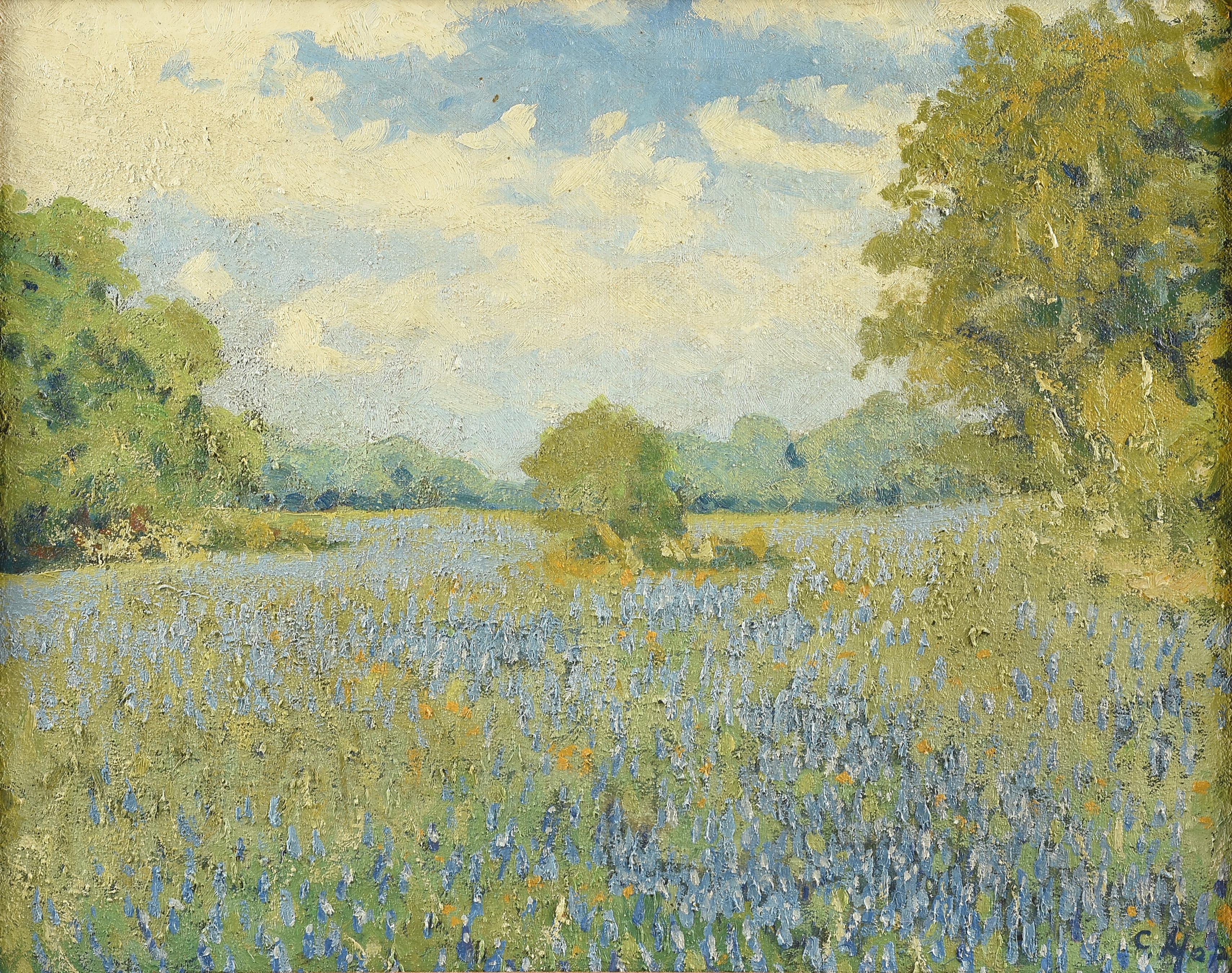 Artwork by Carl Thomas Hoppe, Landscape with Bluebonnets, Made of oil on canvas
