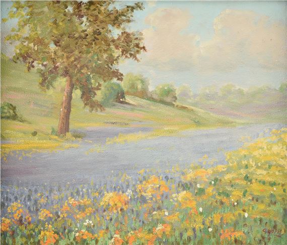 Lantana In Watery Hill Country Landscape by Carl Thomas Hoppe, 1959