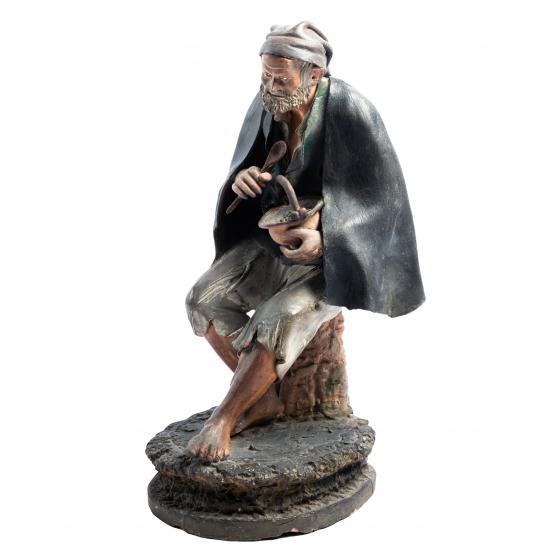 Artwork by Giacomo Morretta, Anziano seduto, Made of Polychrome terracotta sculpture