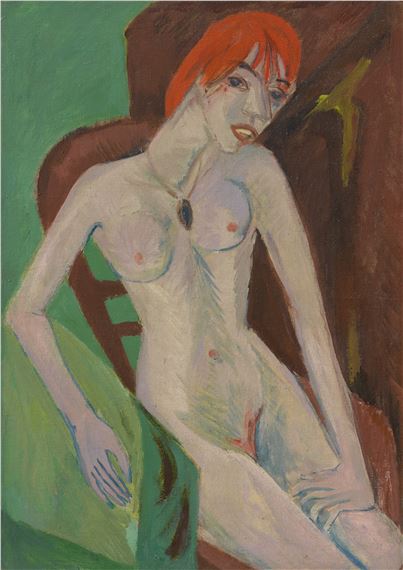 Rothaarige (recto); Rosa Stilleben (verso) by Ernst Ludwig Kirchner, 1914