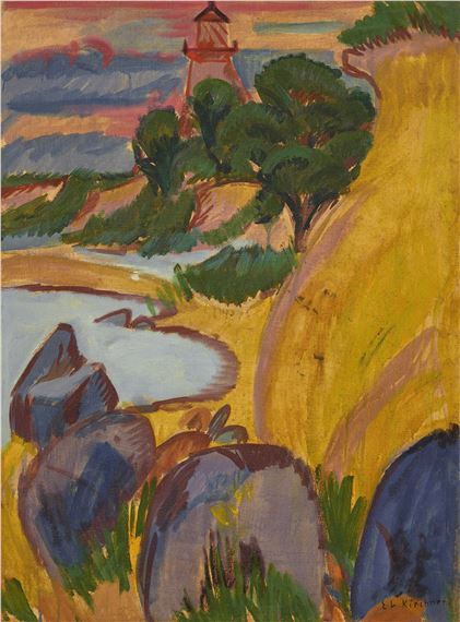 Leuchtturm hinter Bucht by Ernst Ludwig Kirchner, 1912
