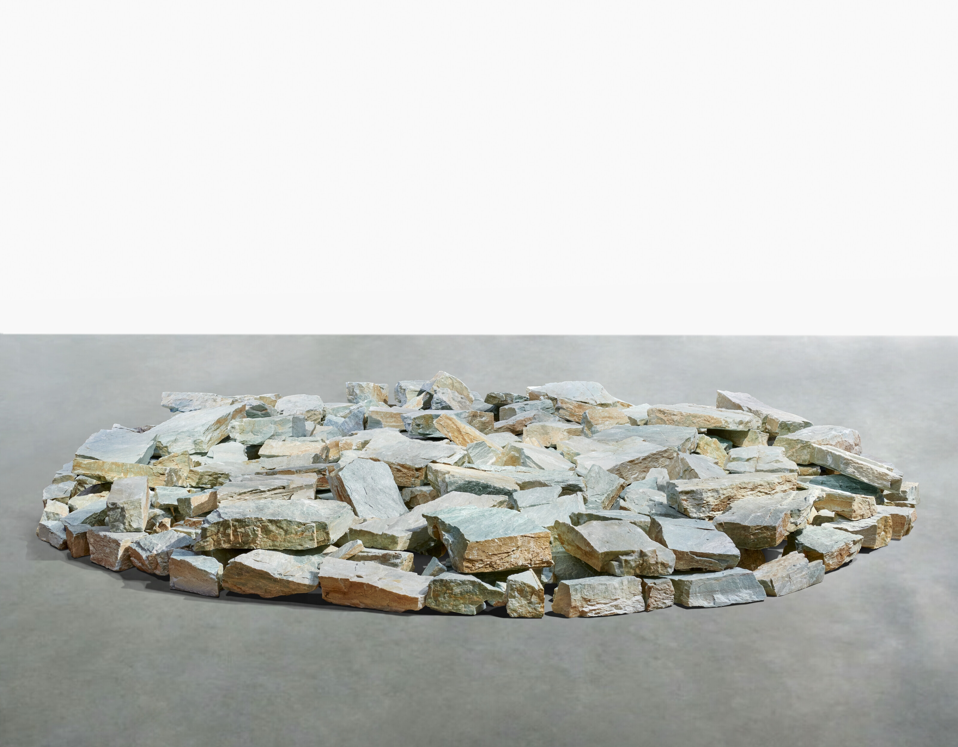 Artwork by Richard Long, Green Quartz Circle, Made of green quartz stones