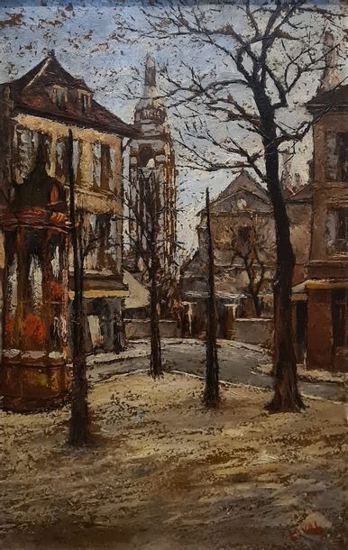 Artwork by Fernand Laval, The Place of the Mound, 1923, Made of oil on cardboard