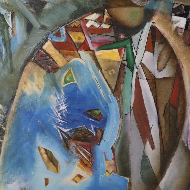 Artwork by Nikolai Reznichenko, Paar unter einem Hut, Made of Öl auf Leinwand