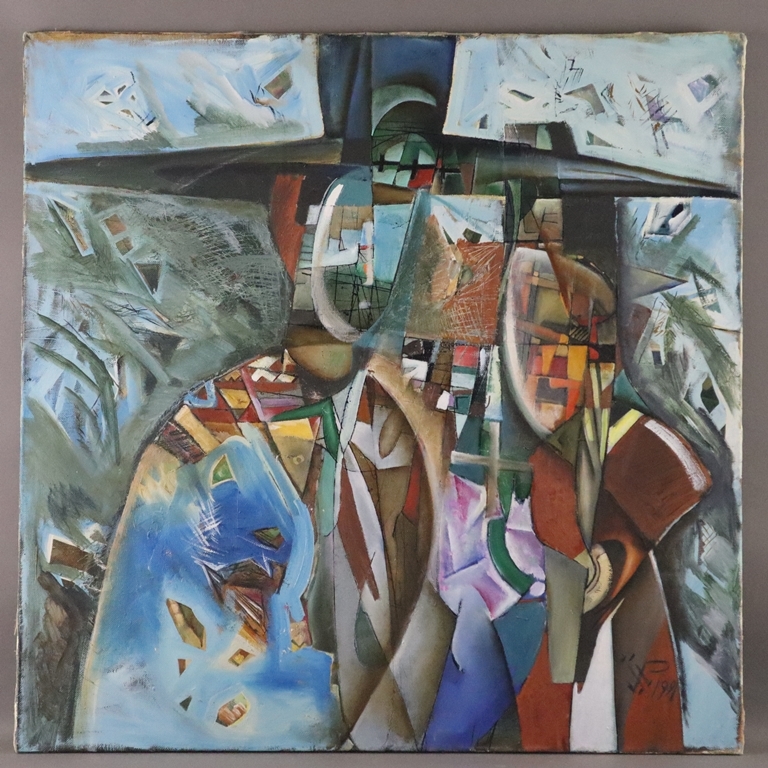 Artwork by Nikolai Reznichenko, Paar unter einem Hut, Made of Öl auf Leinwand