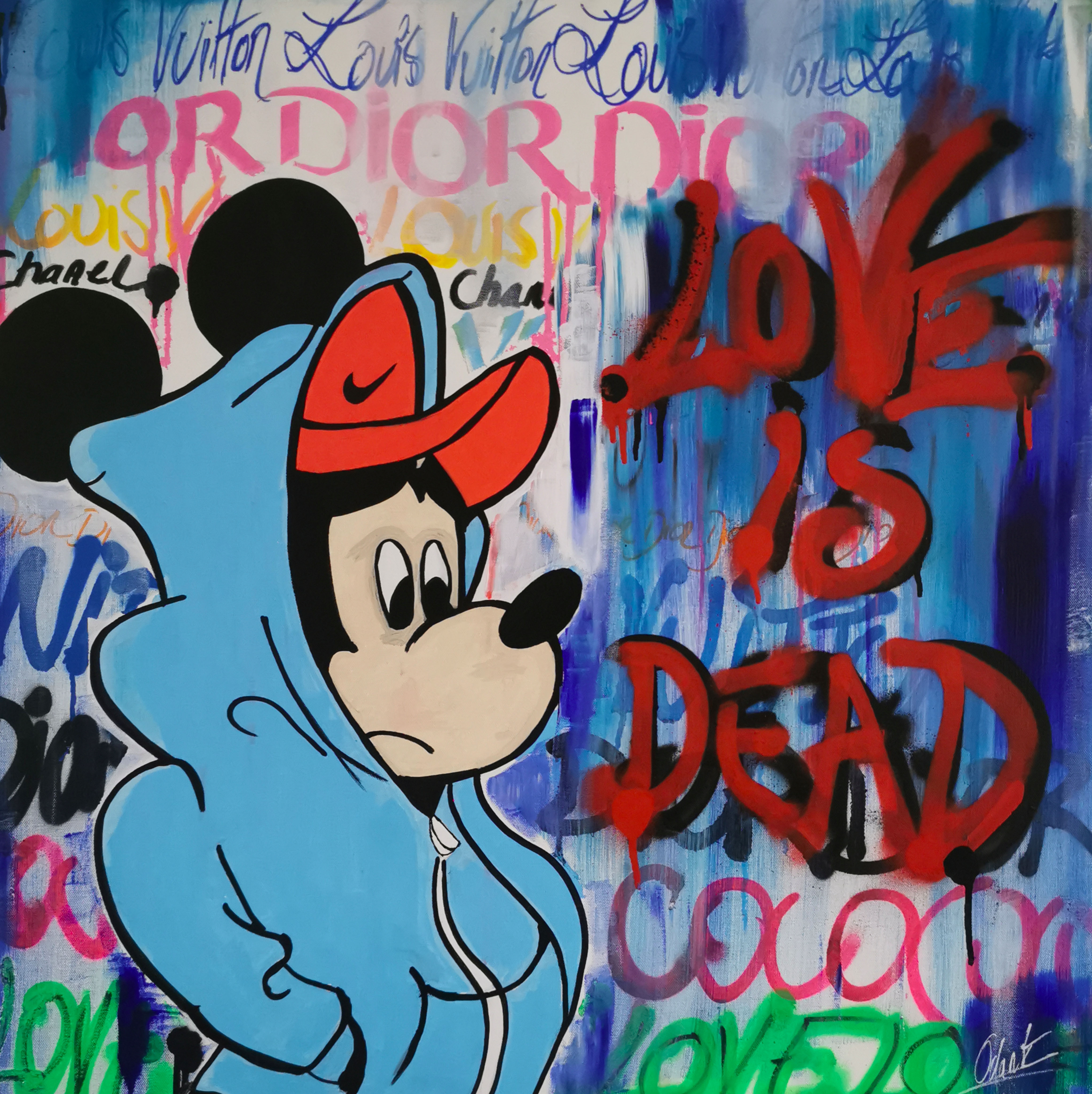 Artwork by Odart, Love is Dead, Made of mixed media on canvas
