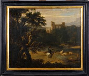 Berger et Moutons dans un Sous-bois - Gijsbert Nonus op Ten Noort