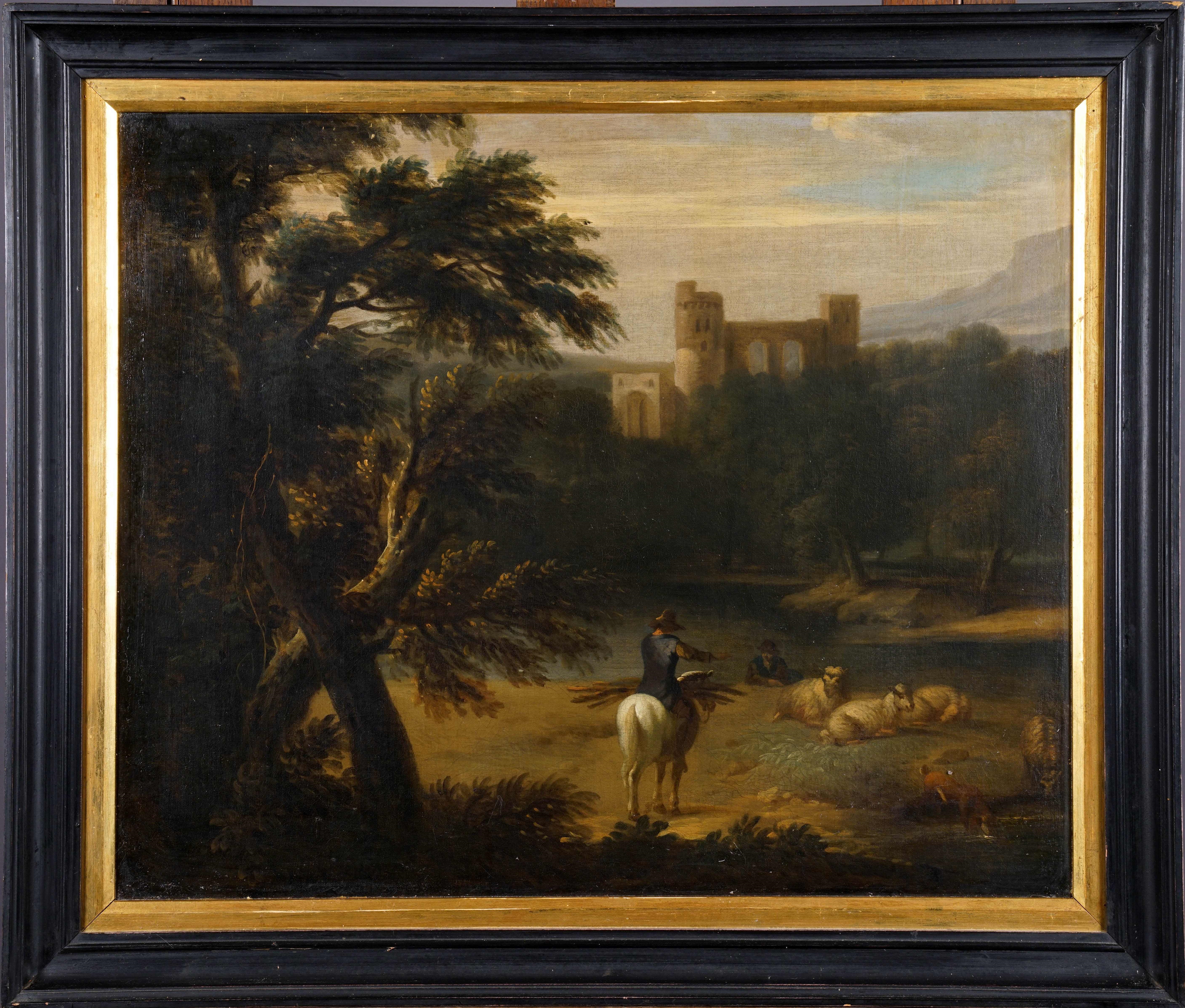 Artwork by Gijsbert Nonus op Ten Noort, Berger et Moutons dans un Sous-bois