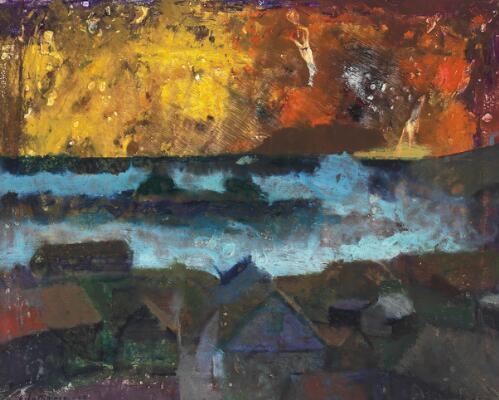 Artwork by Sámal Elias Frederik Joensen-Mikines, Glowing evening sky, Made of Oil on canvas