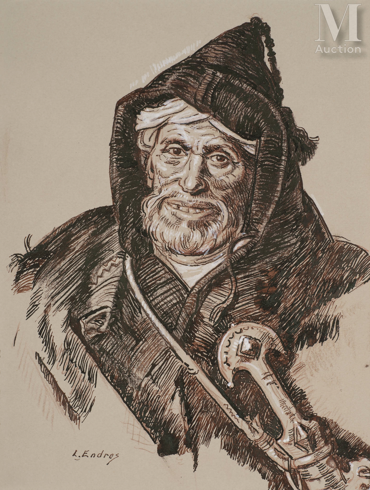 Louis John Endres, Portrait d'homme au turban bleu