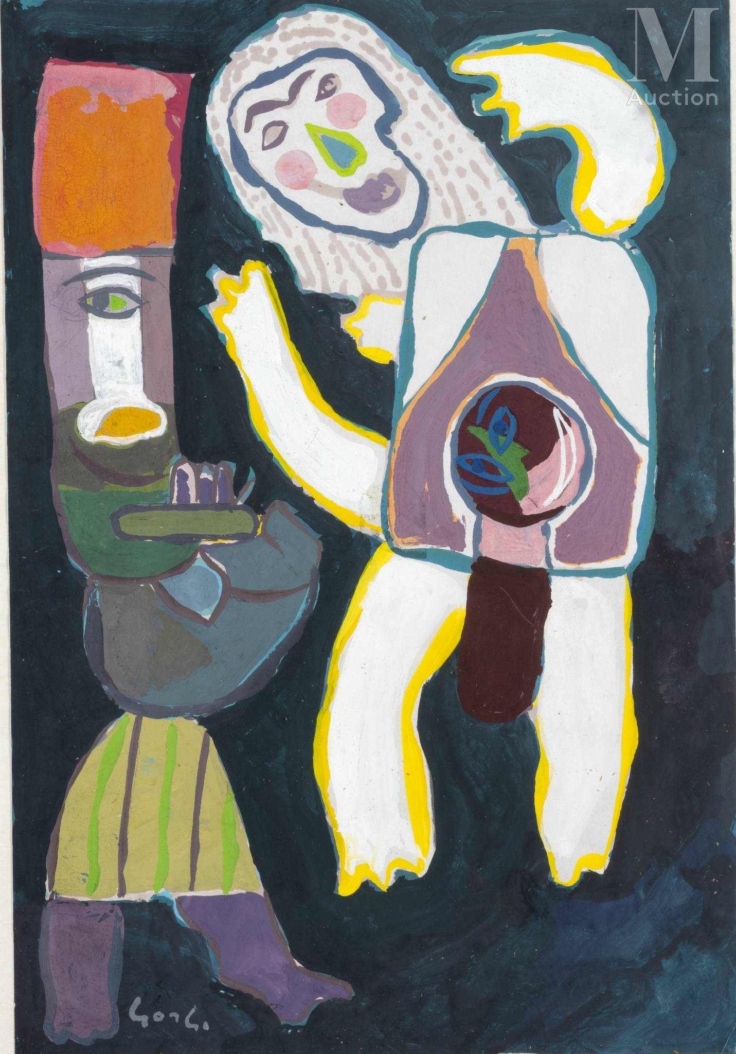 Artwork by Abdelaziz Gorgi, La Danse, Made of Gouache on paper