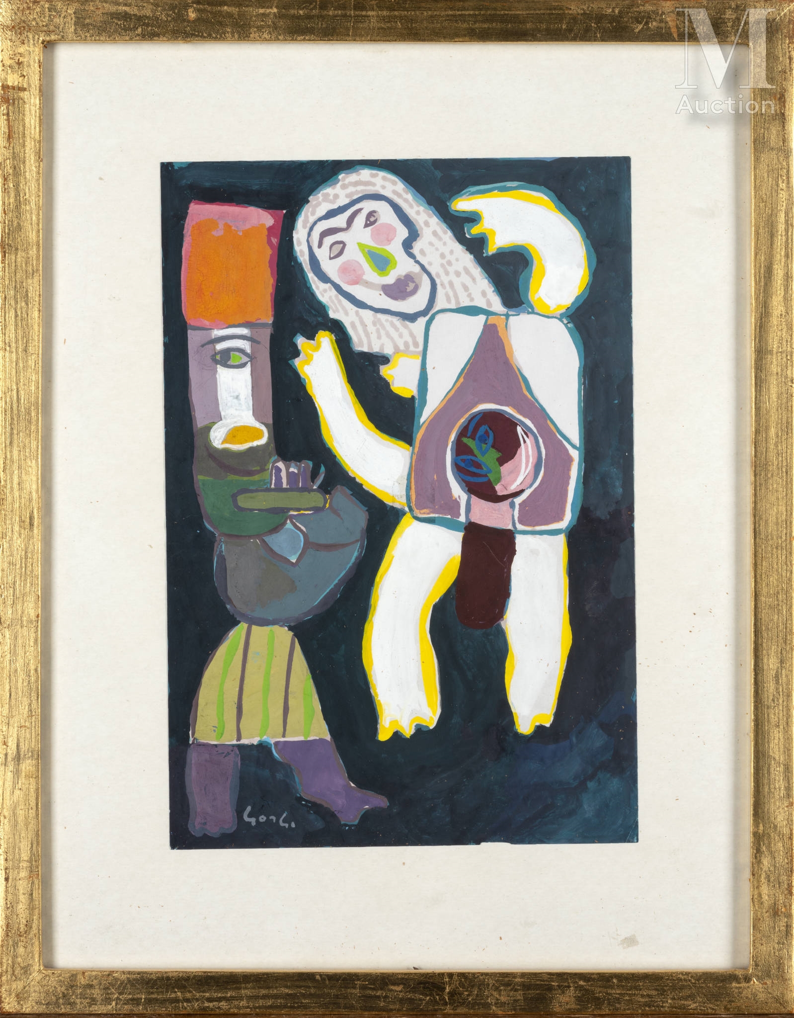 Artwork by Abdelaziz Gorgi, La Danse, Made of Gouache on paper