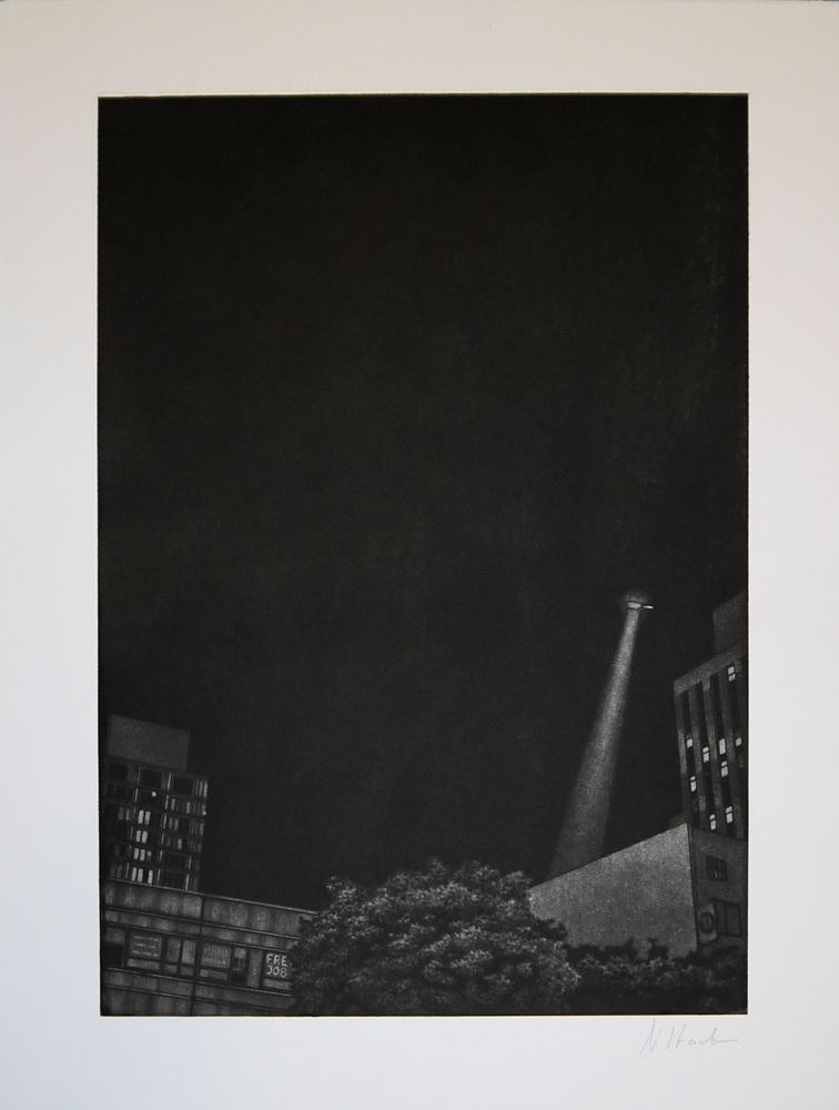 Artwork by Natalia Stachon, "Cross all your skies see the silent writing, Made of 6 Mezzotintos/Hahnemühle