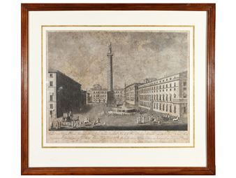 View of the square, and Colonna Antonina... (19th century) - Pietro Ruga