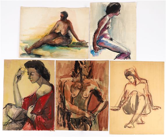 Group of five various figural studies - Naomi Yergin