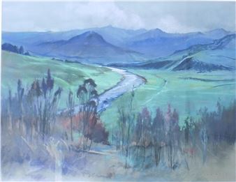 River through Farmyard - Rowena Bush