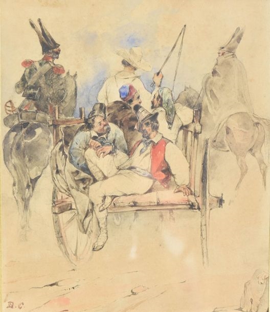 Artwork by Guillaume-Désiré-Joseph Decamps, Attributed to Guillaume DESCAMPS (1779-1858)
Italian... - Lot 270 - De Baecque et Associés, Made of pen and watercolor
