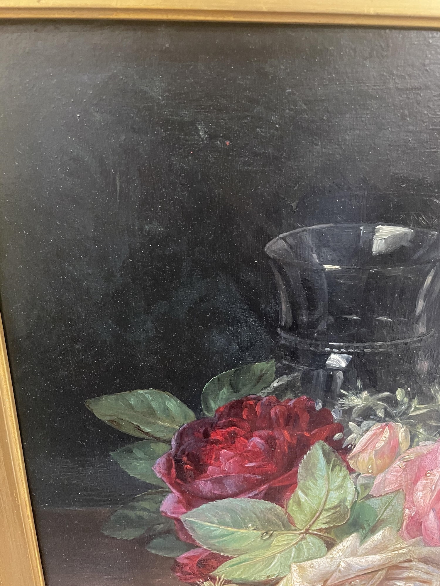 Artwork by François Joseph Huygens, Still Life of Roses, Made of oil on mahogany panel