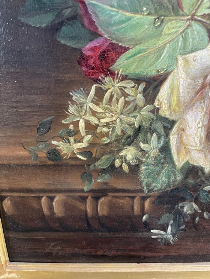 Artwork by François Joseph Huygens, Still Life of Roses, Made of oil on mahogany panel