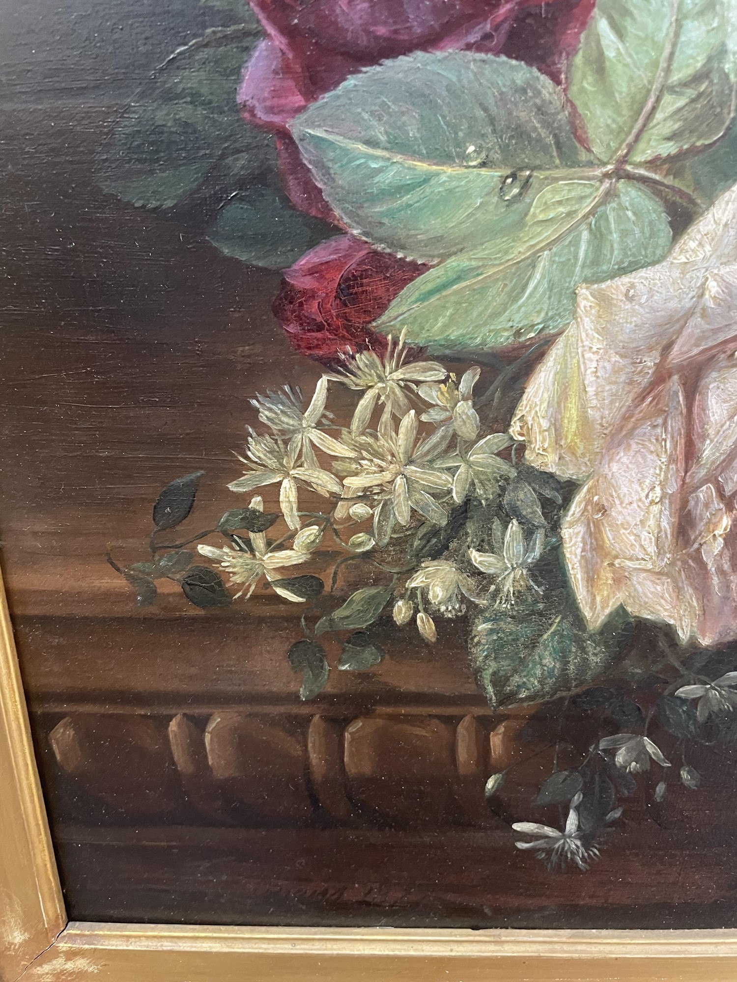 Artwork by François Joseph Huygens, Still Life of Roses, Made of oil on mahogany panel