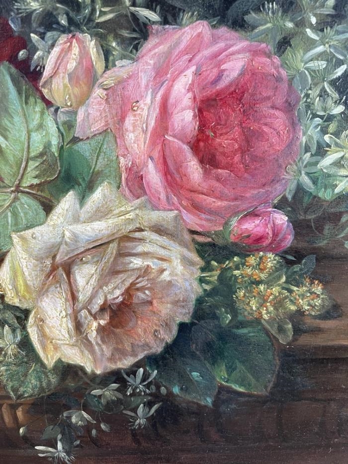 Artwork by François Joseph Huygens, Still Life of Roses, Made of oil on mahogany panel