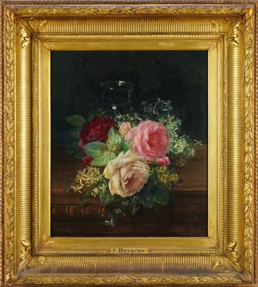 Still Life of Roses by François Joseph Huygens, dated 1877