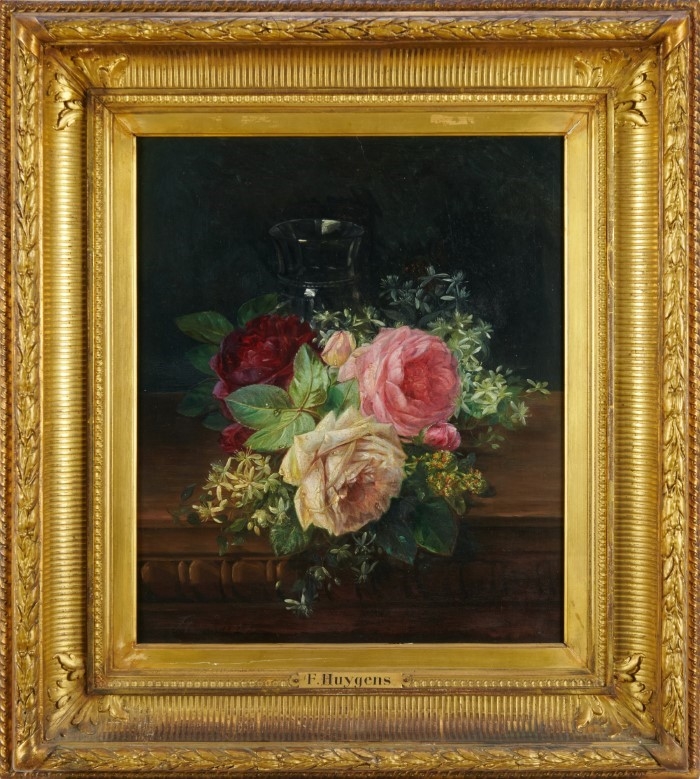 Artwork by François Joseph Huygens, Still Life of Roses, Made of oil on mahogany panel