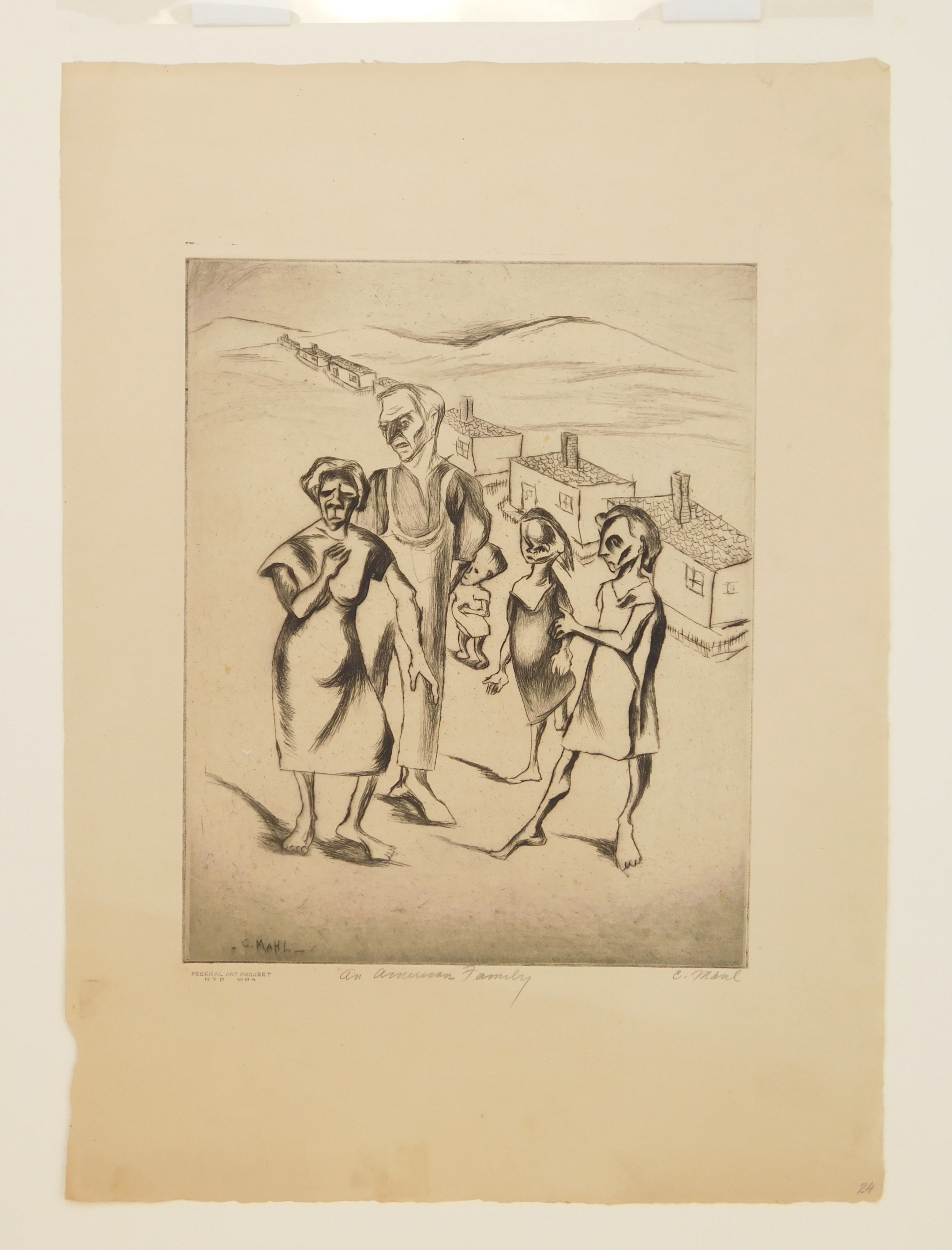 Artwork by Clare Mahl Moore, An American Family, Made of drypoint