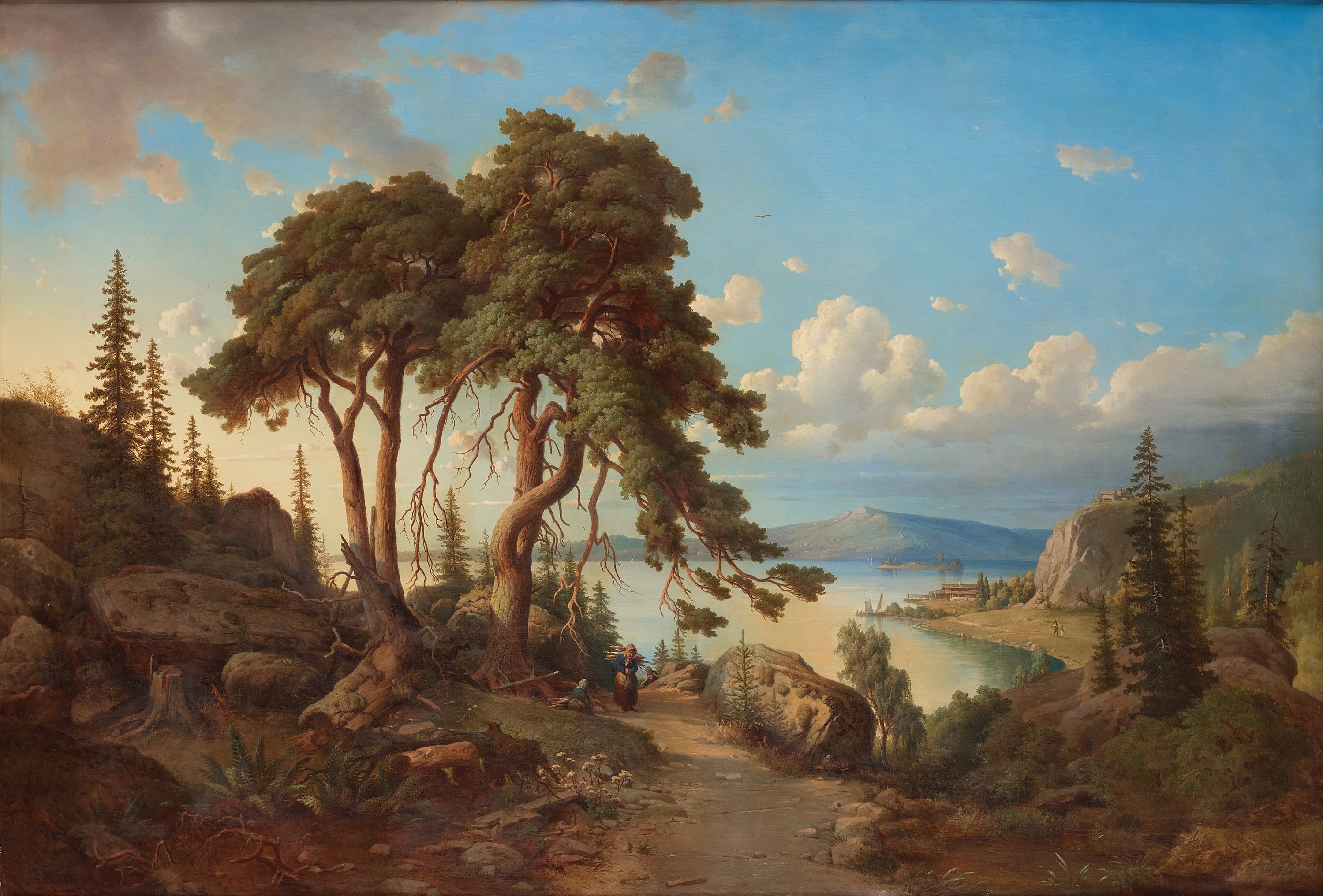 Artwork by Joseph Magnus Stäck, Landscape with a woman, Made of oil on canvas