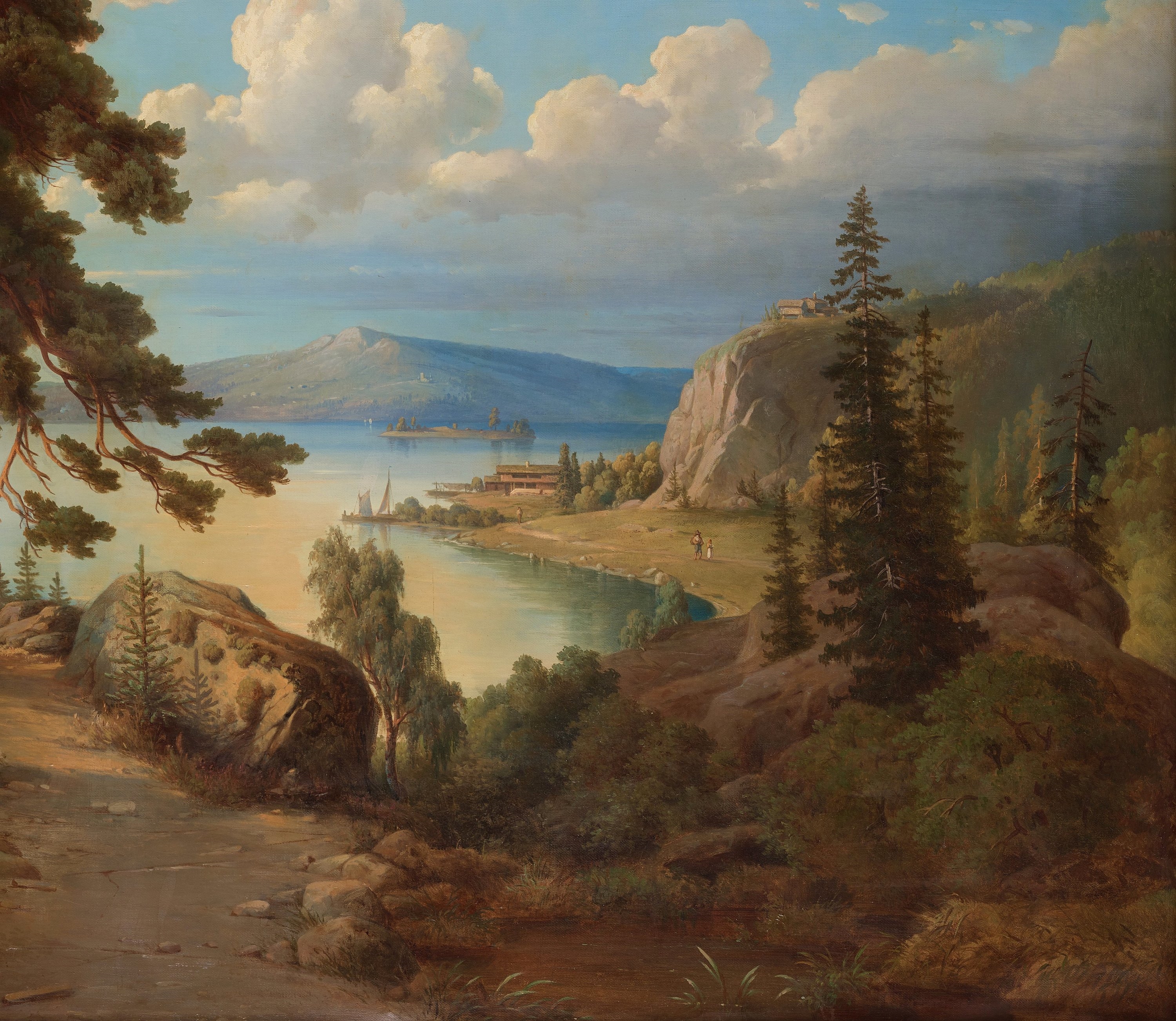 Artwork by Joseph Magnus Stäck, Landscape with a woman, Made of oil on canvas