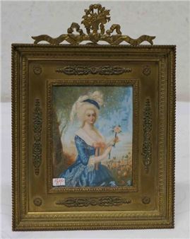 Rokokodame mit Rose - Jean Guy