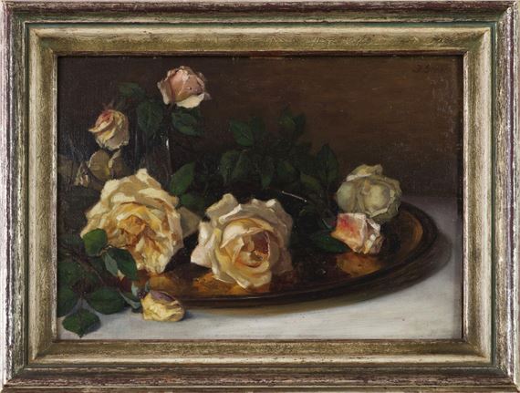 Stillleben mit gelben Rosen auf Tablett - Jean Grothe