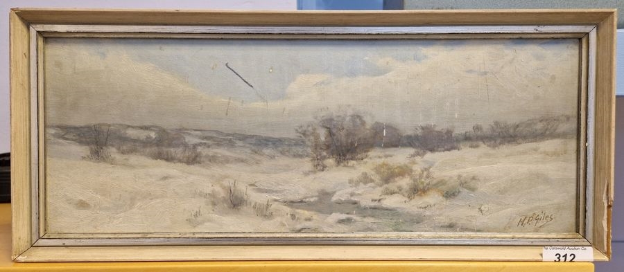 Artwork by Horace P. Giles, Winter landscape, Made of oil on board