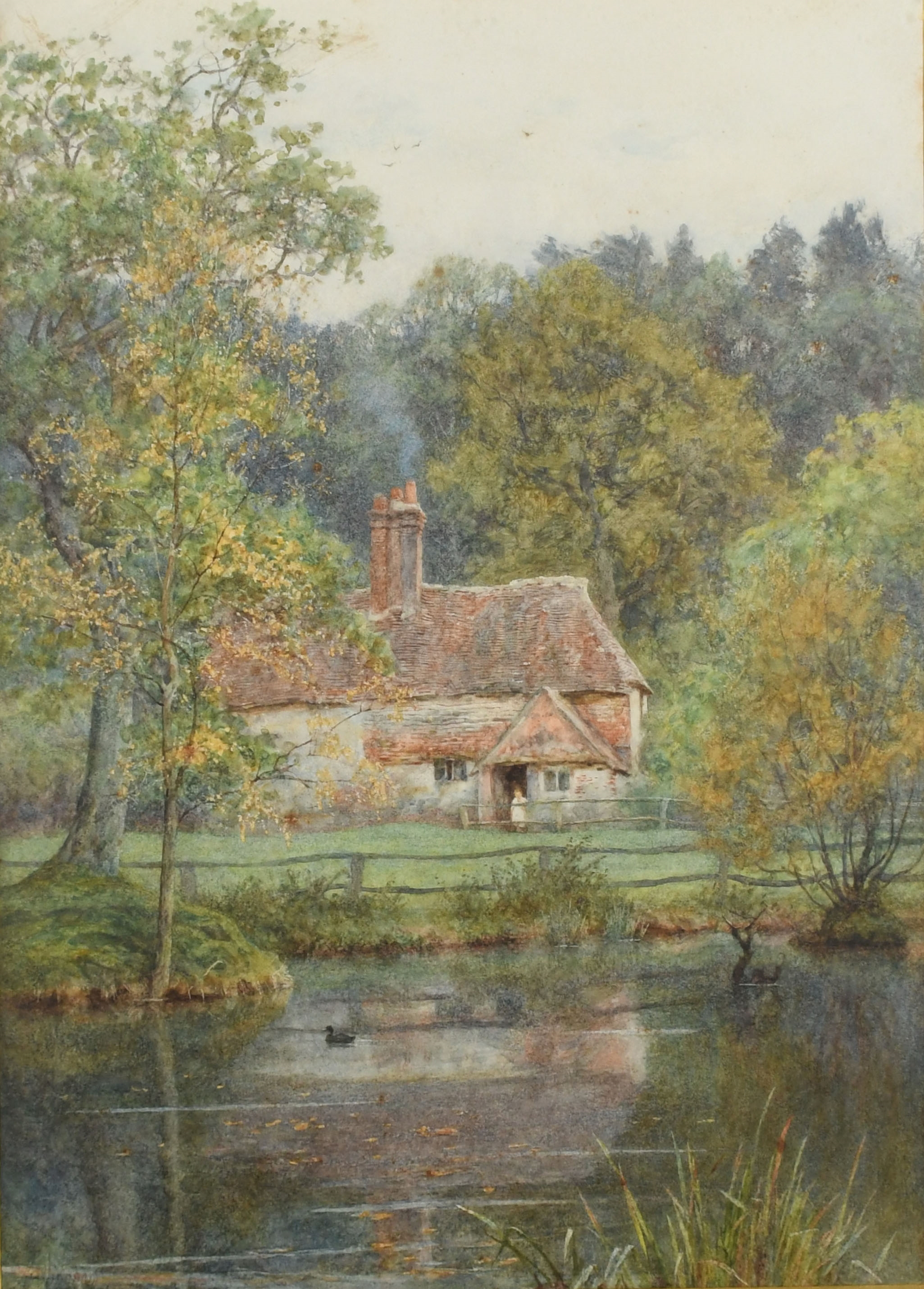 Artwork by Helen Allingham, Helen Allingham RWS (-1926), Made of Pencil and watercolour with scratching out