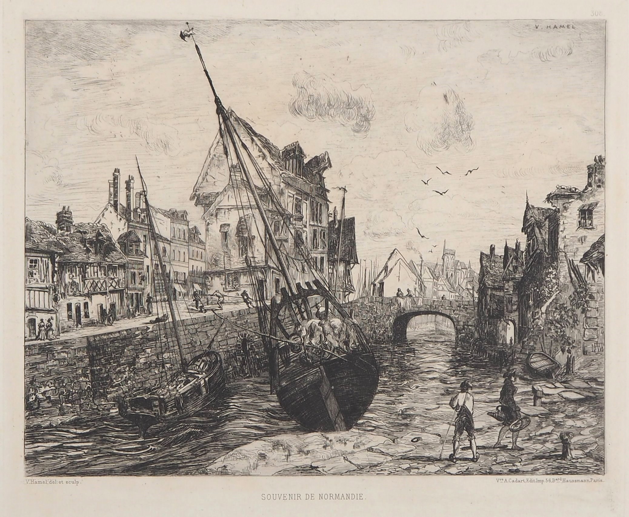 Artwork by Victor Karl Hammer, Souvenir of Normandy, Made of original etching