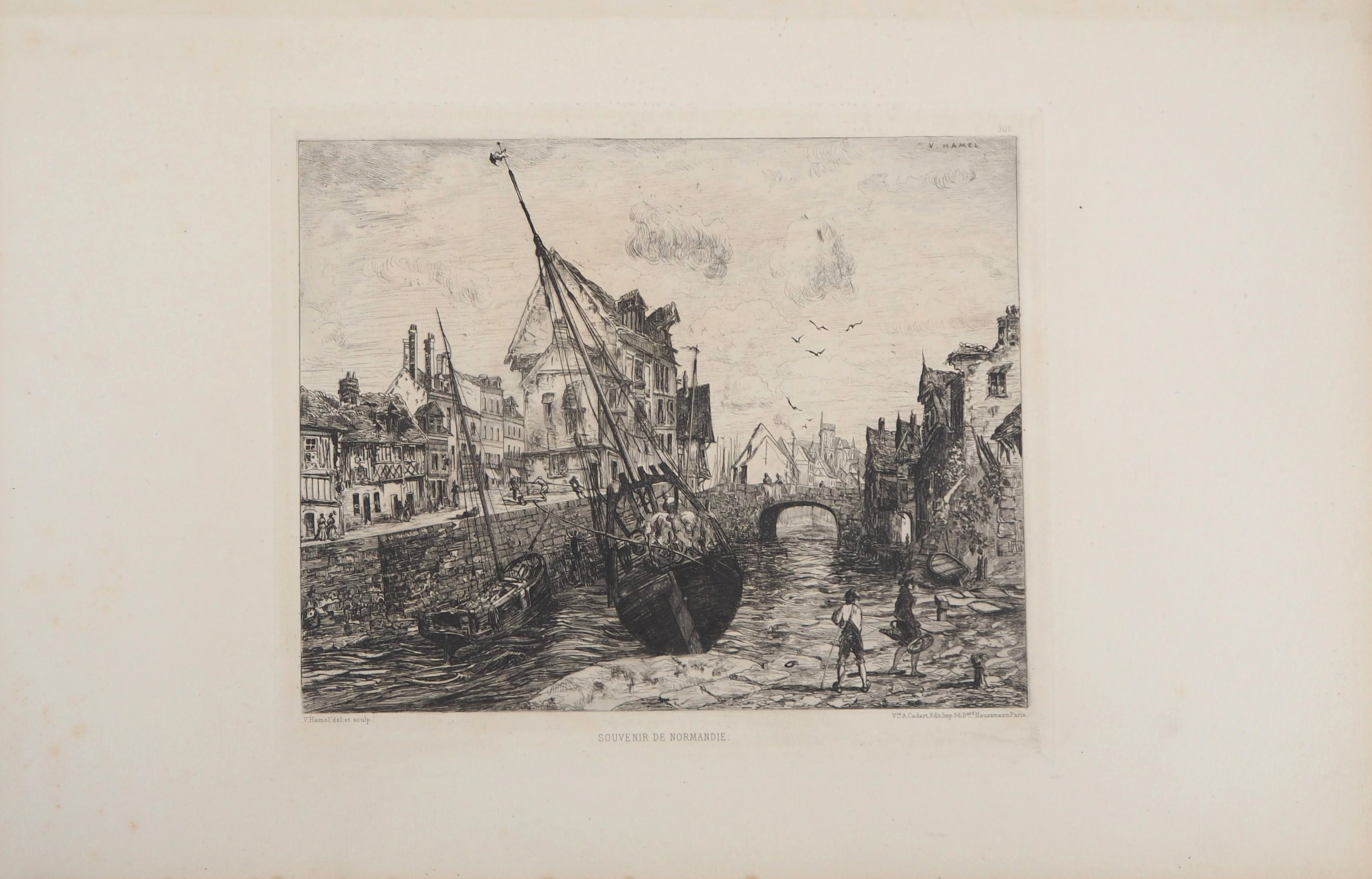 Artwork by Victor Karl Hammer, Souvenir of Normandy, Made of original etching