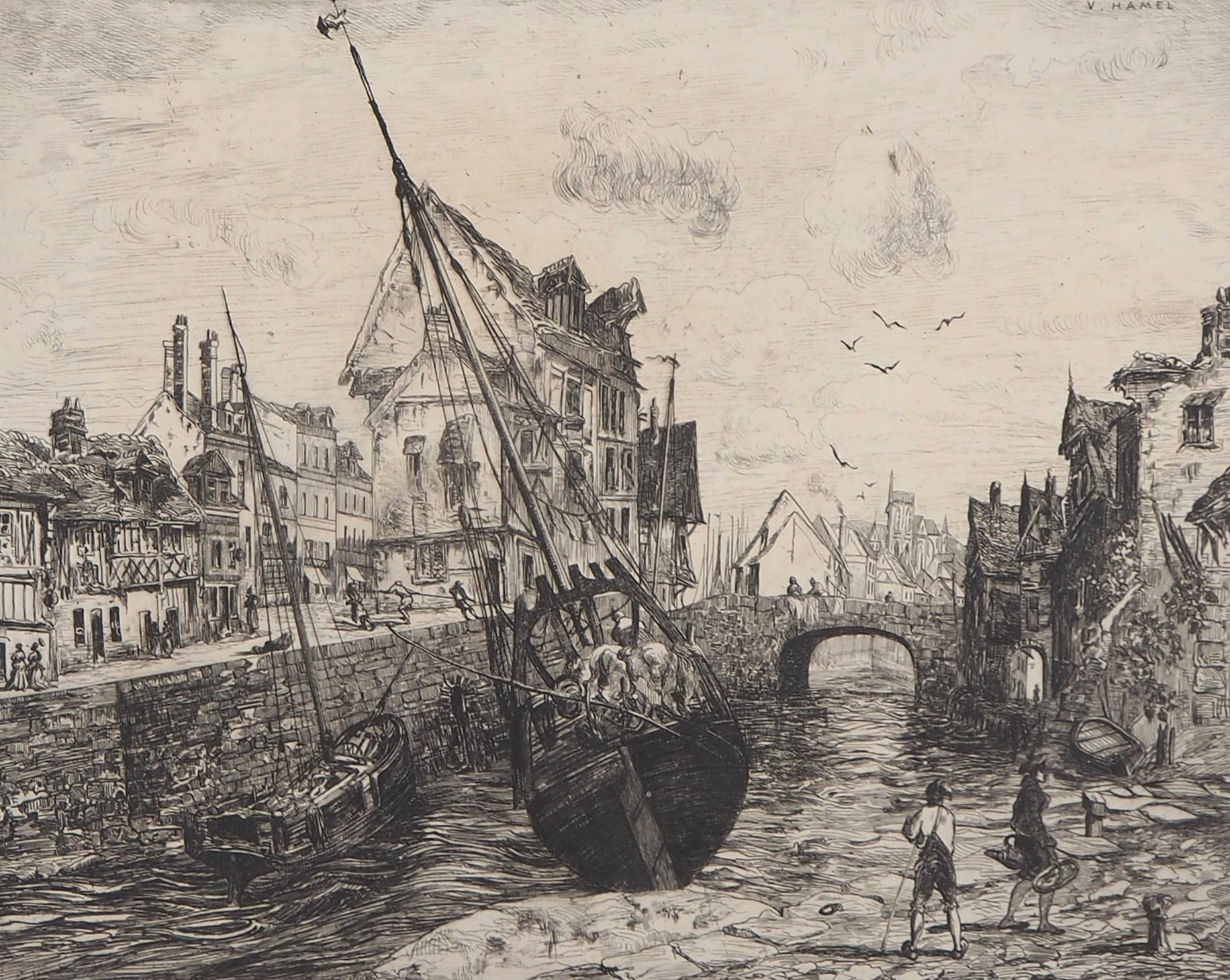 Artwork by Victor Karl Hammer, Souvenir of Normandy, Made of original etching