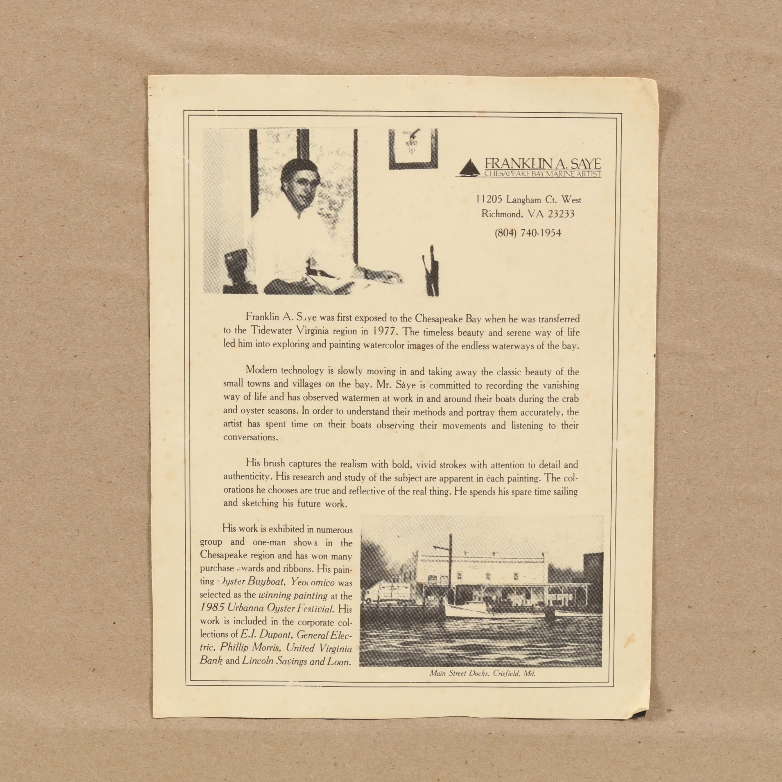 Artwork by Franklin Saye, Morning Flight, Made of Watercolor on paper