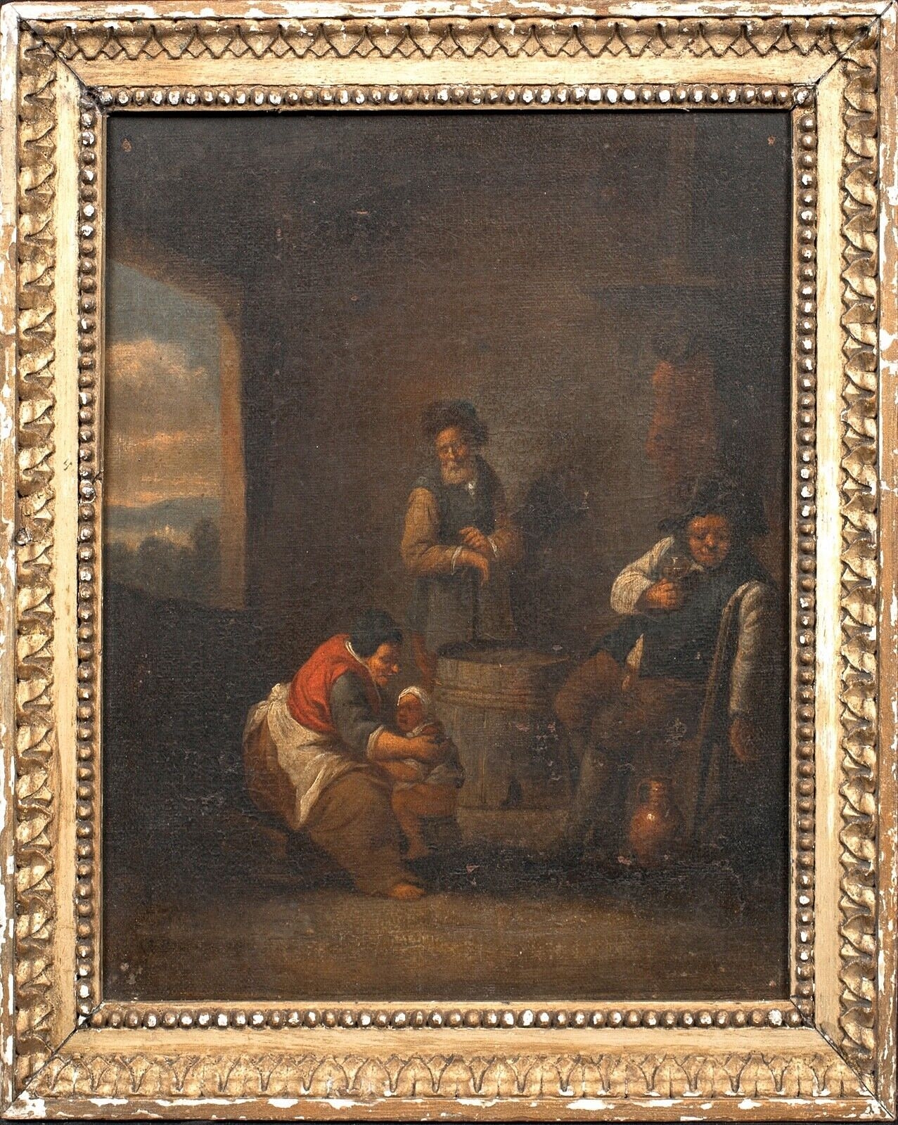 Dutch School, 17th Century PEASANTS DRINKING & MOTHER POTTY TRAINING