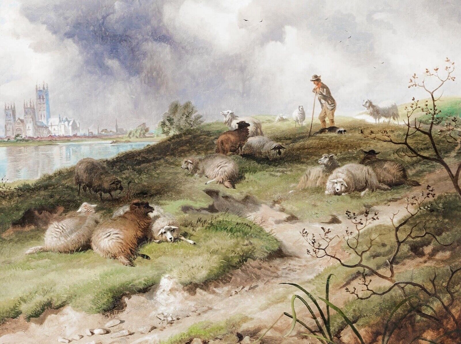 Thomas George Cooper | CANTERBURY CATHEDRAL SHEEP LANDSCAPE OIL ...