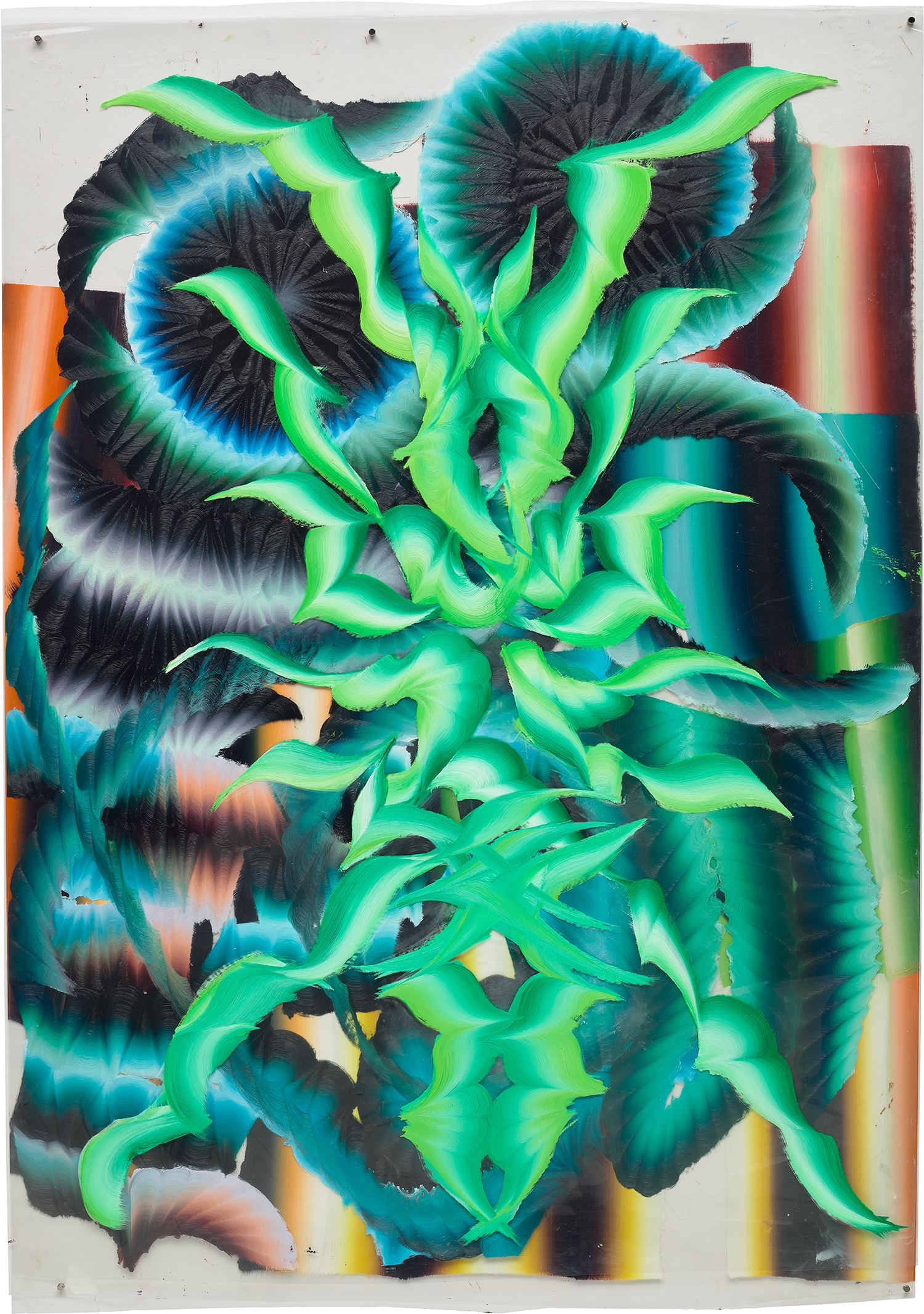 Artwork by Kerstin Brätsch, Untitled, Made of oil on mylar, in 3 parts