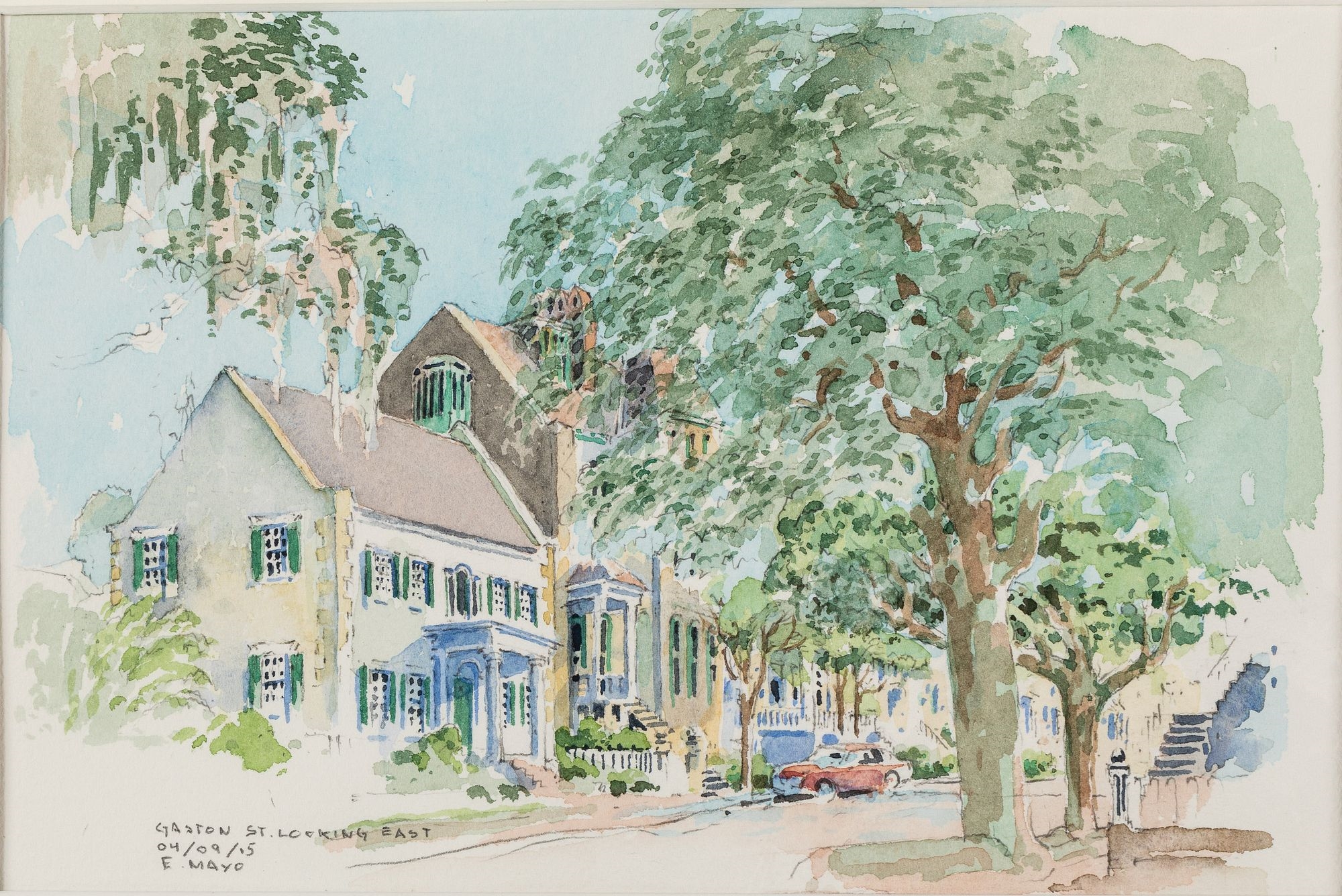 Artwork by Everett Mayo, Gaston St. Looking East, Made of Watercolor, pencil