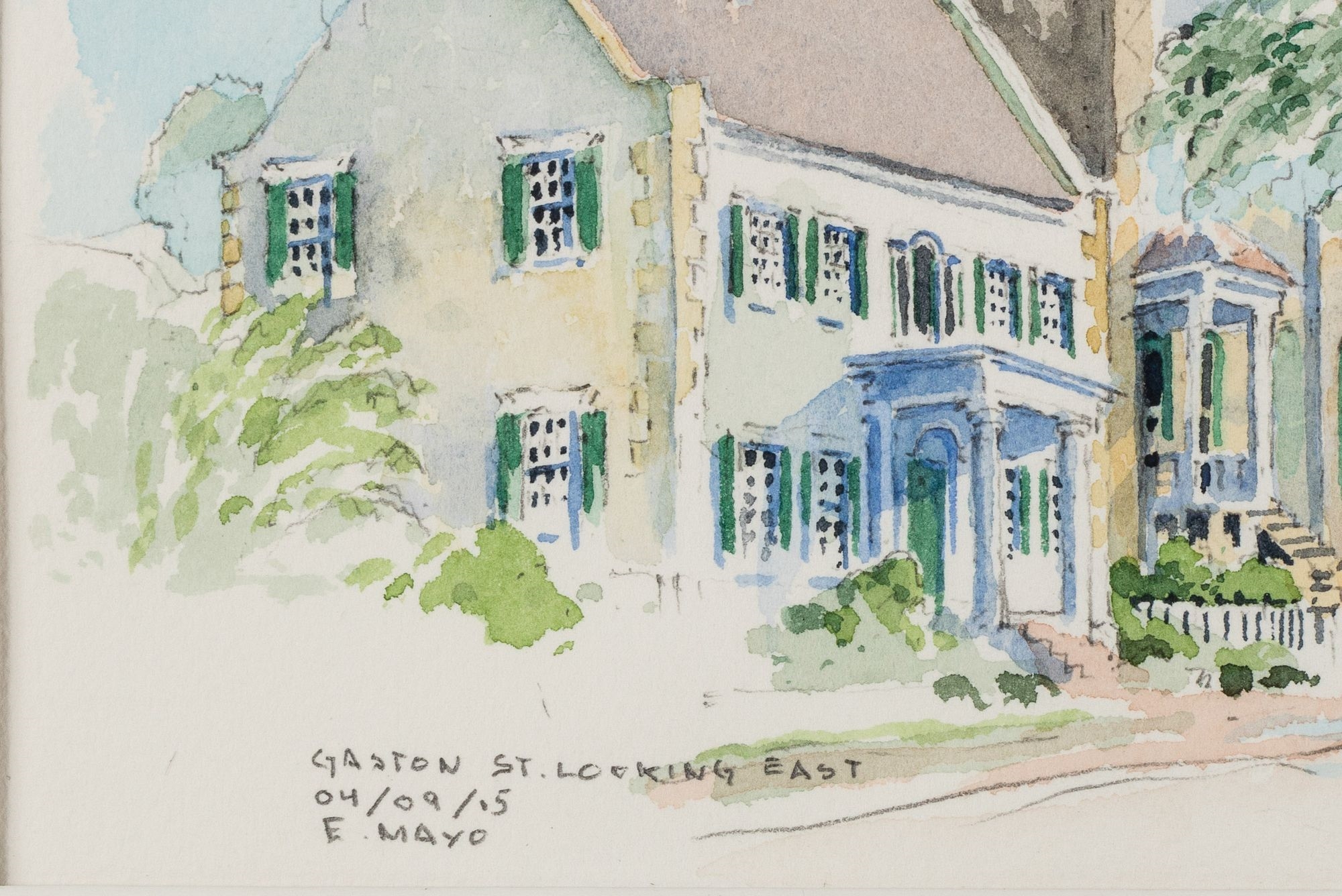 Artwork by Everett Mayo, Gaston St. Looking East, Made of Watercolor, pencil
