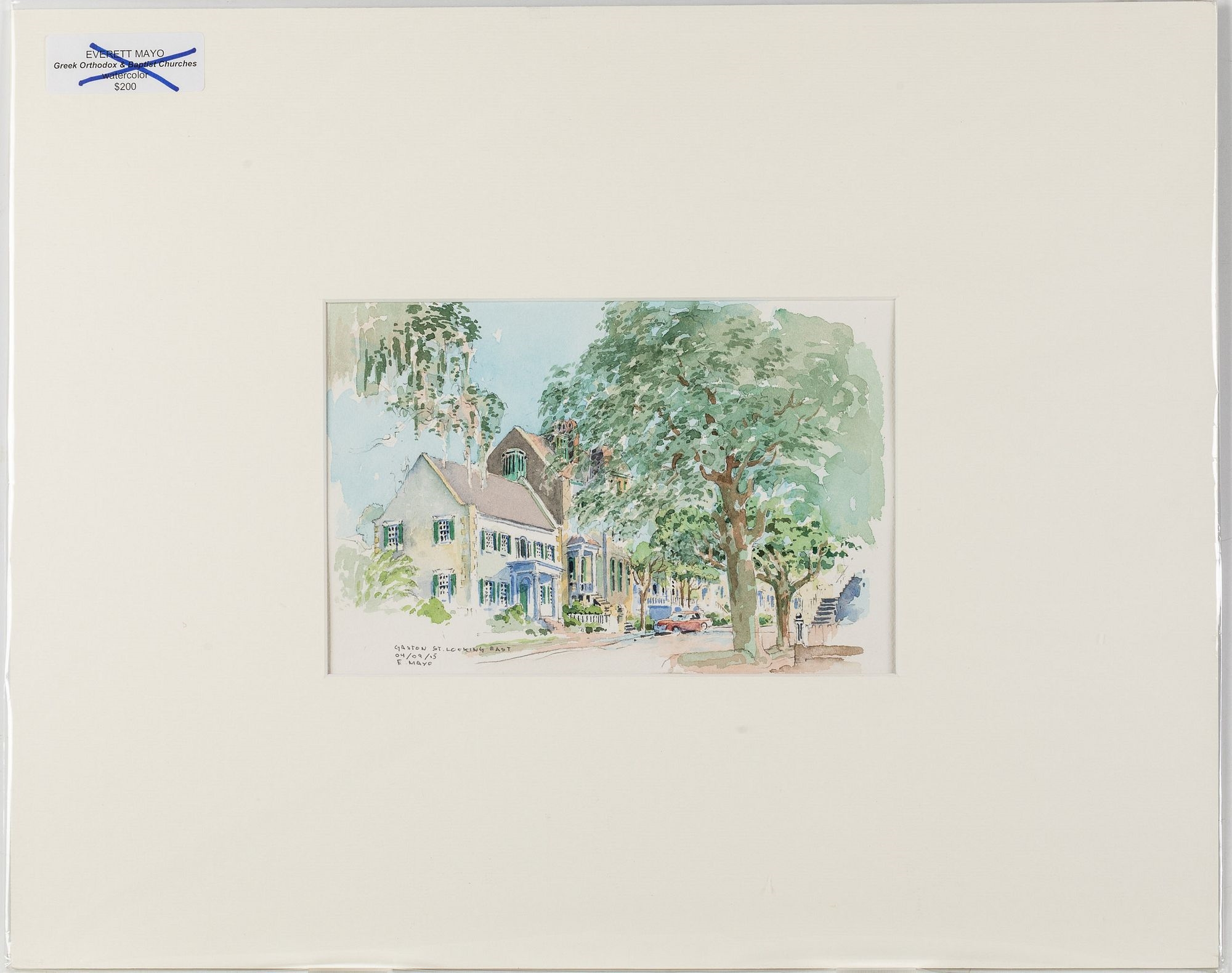 Artwork by Everett Mayo, Gaston St. Looking East, Made of Watercolor, pencil