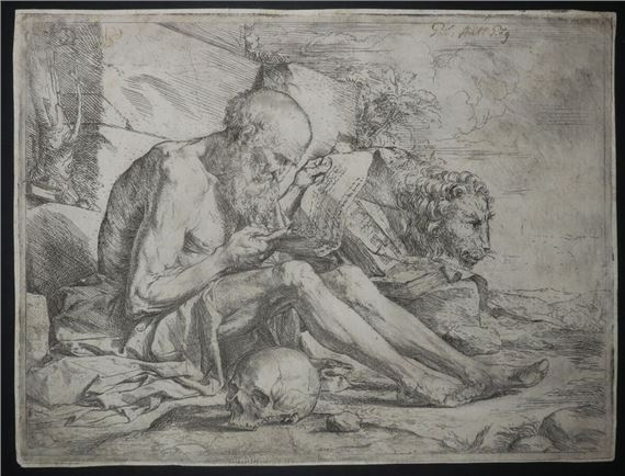 Jusepe de Ribera | Saint Jerome reading and the lion | MutualArt