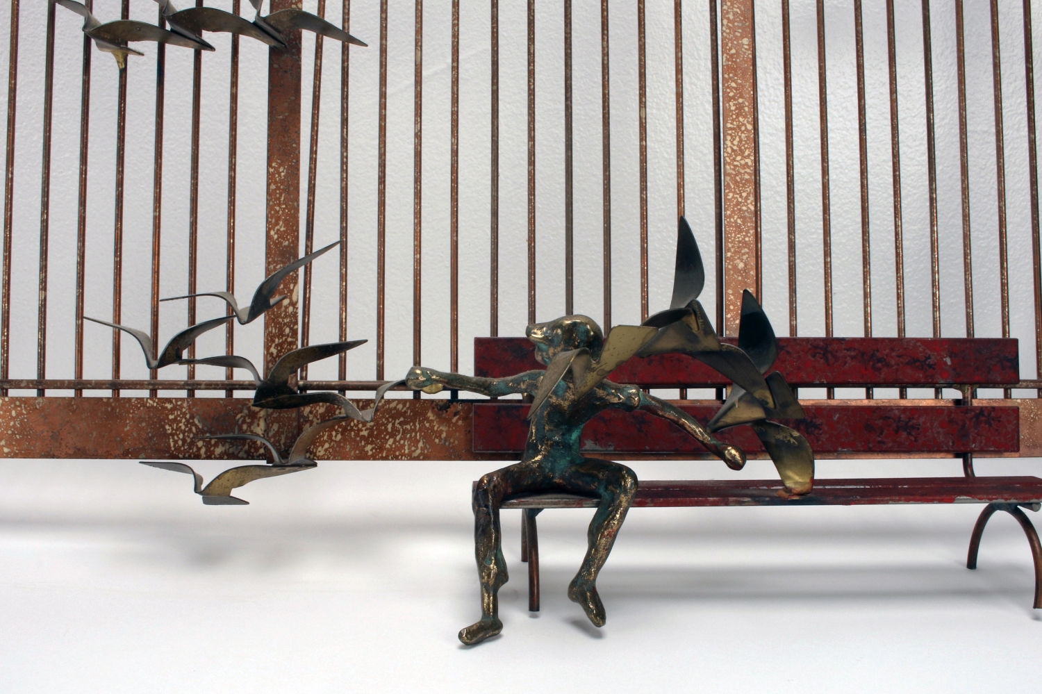 Curtis Jeré | LARGE C. JERE WALL ART SCULPTURE PARK BENCH & BIRDS (1972 ...