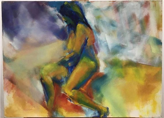 Seated female nude by Betty Hill