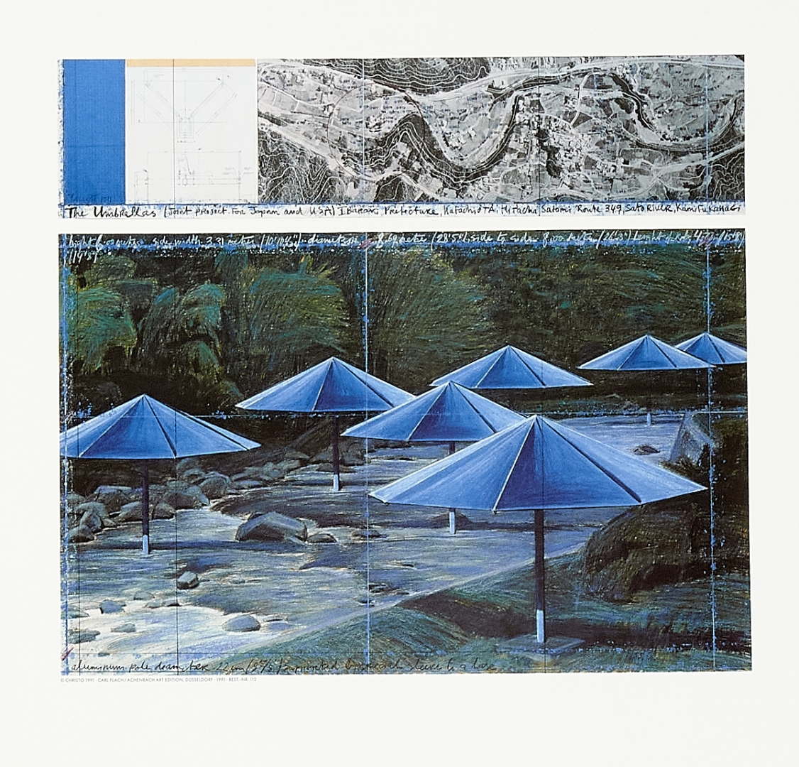 Christo The Yellow Umbrellas and The Blue Umbrellas (1991) MutualArt